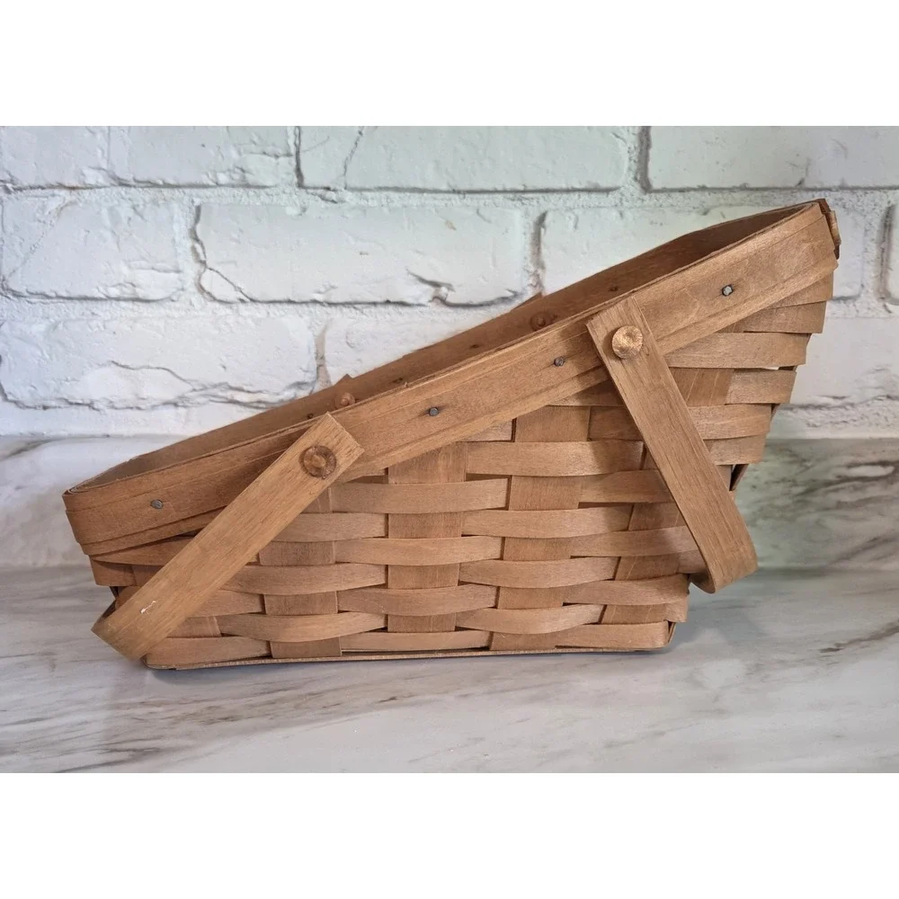Longaberger 1988 Vintage Carrying‎ Vegetable Basket Swing Handles 80's Signed